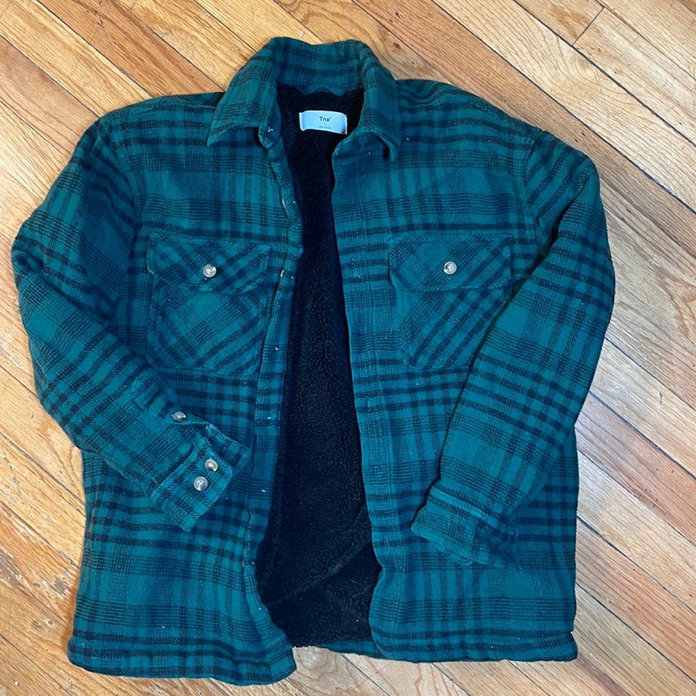 Aritzia plaid fleece lined jacket